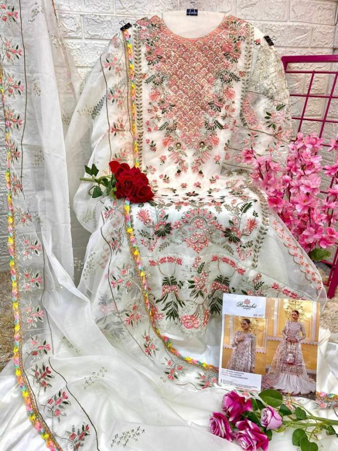 R 597 By Ramsha Organza Embroidery Pakistani Suits Wholesale Shop In Surat